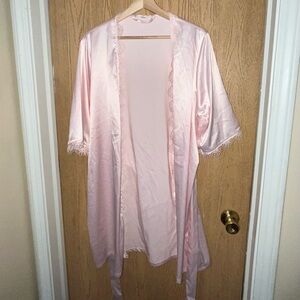 Luxurious Pink Satin Lace Robe